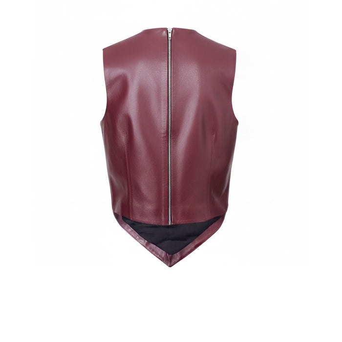 16ARLINGTON BURGUNDY LEATHER KNOT TOP - SIZE UK 8 (US 4)