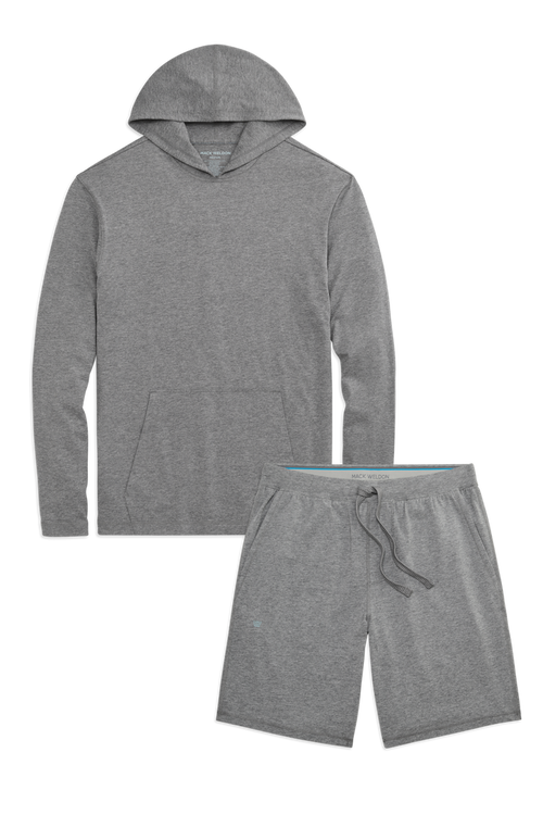 Front view of 18 Hour Jersey Lounge Set in Grey Heather