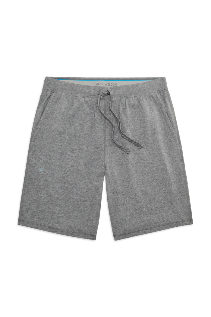 Front view of 18 Hour Jersey Short in Grey Heather
