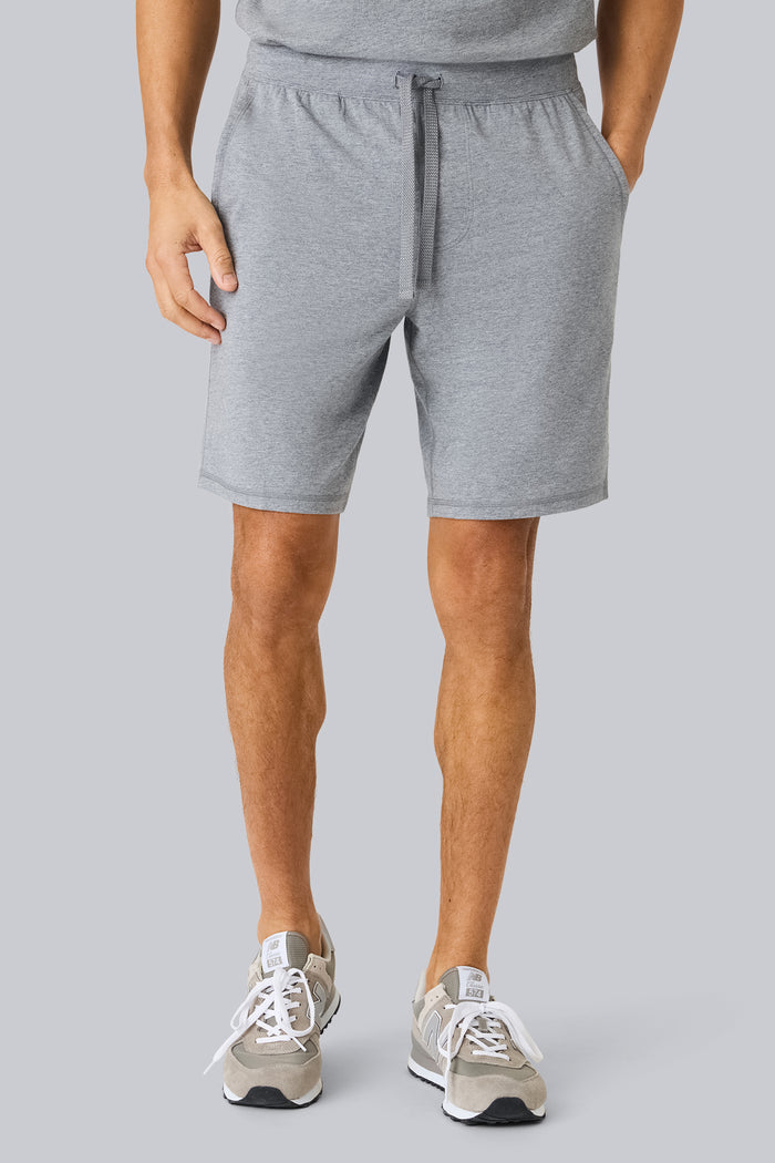 Front view of a man wearing 18hour Jersey Short in Grey Heather