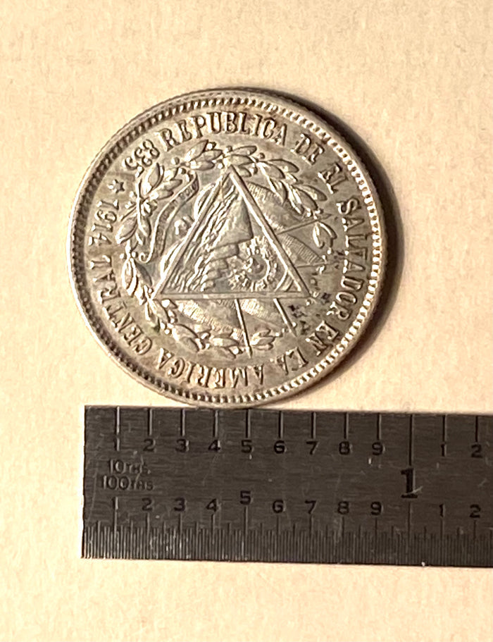 1914 Republica De El Salvador En LA America Central - Veinte Y Cinco Centavos