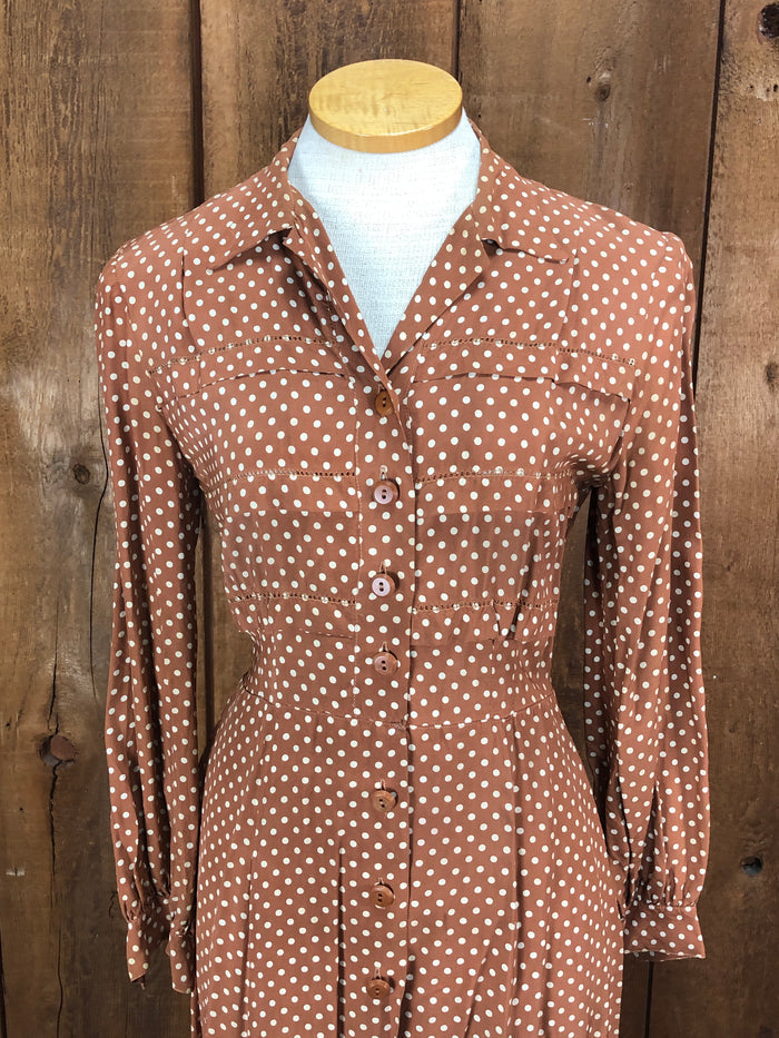 1940s Pam Paterson Rayon Dot Dress    W28