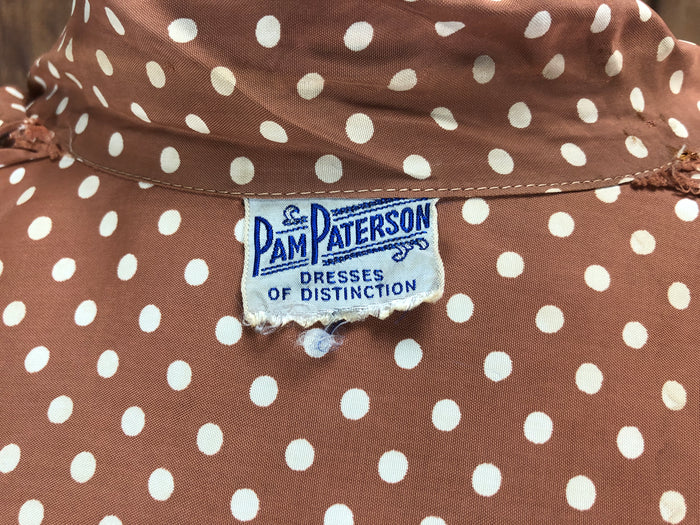 1940s Pam Paterson Rayon Dot Dress    W28