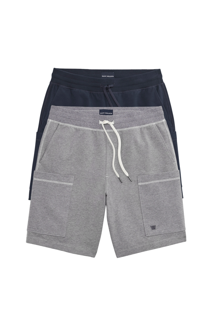 Front view of 2-Pack ACE Cargo Sweatshorts in Grey Heather / Total Eclipse