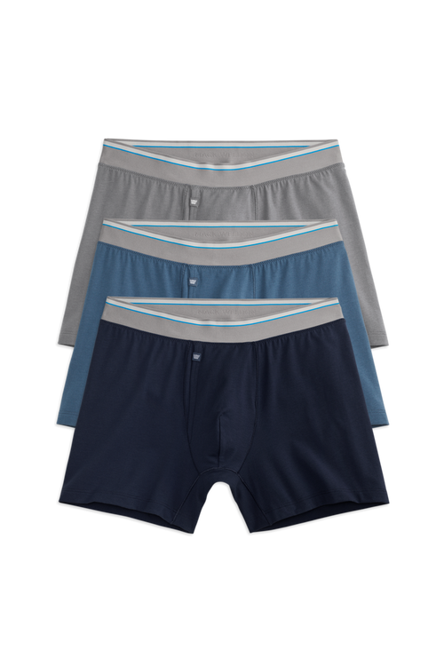 Front view of 3 pack Airknitx Cotton Boxer Brief w/ Fly Sea Breeze