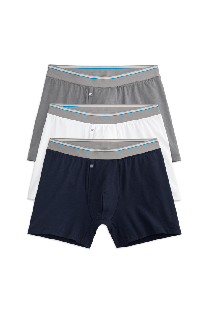 Front view of 3 pack Airknitx Cotton Boxer Brief w/ Fly All-Time Classics