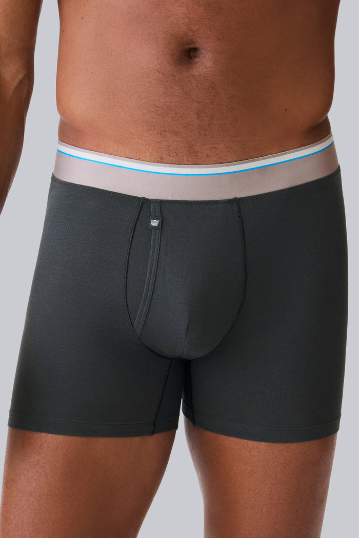 front view of a man wearing Airknitx Cotton Boxer Brief w/ fly in Phantom