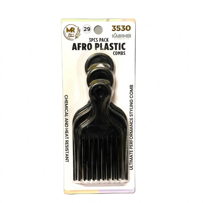 3Pcs Afro Plastic Combs Set - 3530