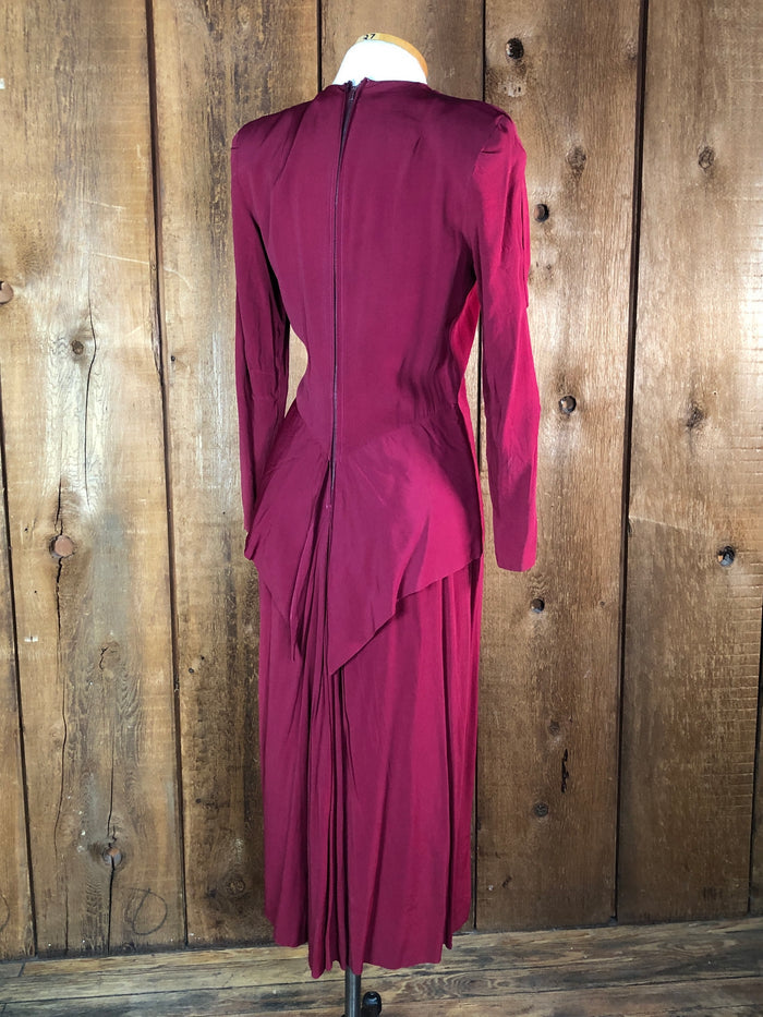 40s Scarlet Peplum Dress     W28