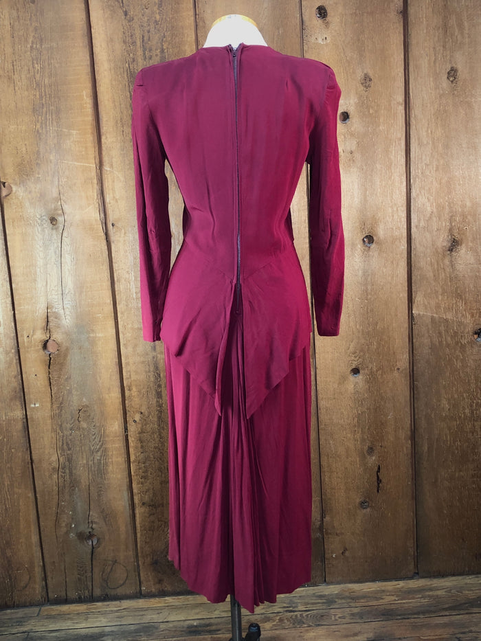 40s Scarlet Peplum Dress     W28