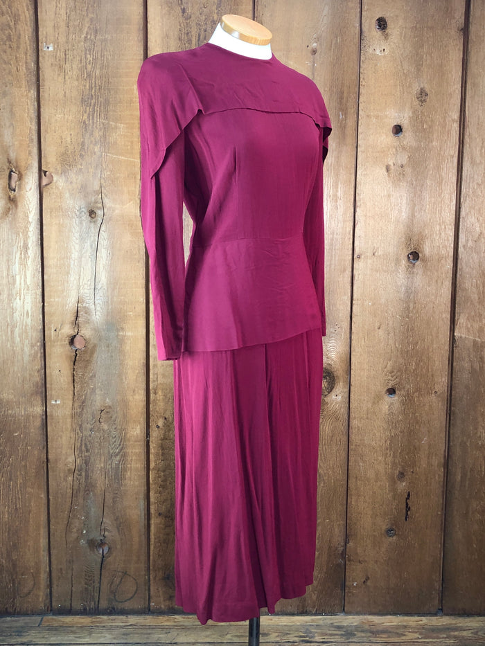 40s Scarlet Peplum Dress     W28