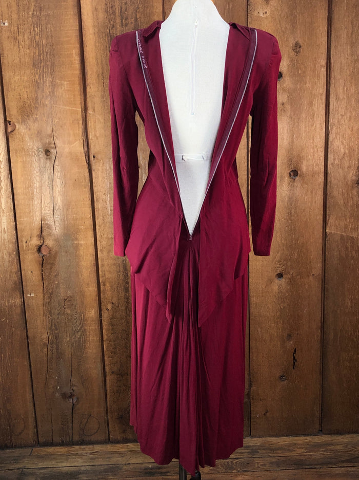 40s Scarlet Peplum Dress     W28