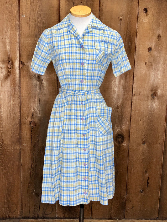 50s Activi-Tee Blu/Ylw Dress     W28"