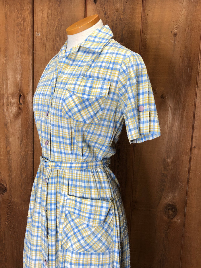 50s Activi-Tee Blu/Ylw Dress     W28"