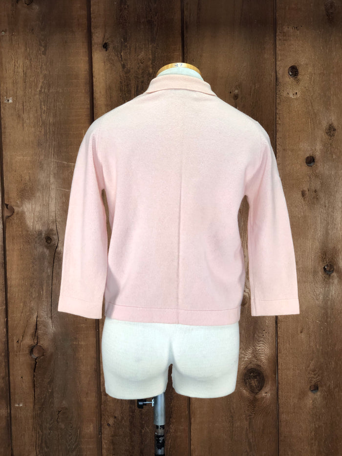 50s B.Altmann Pink/Rd Wool Sweater    S/M