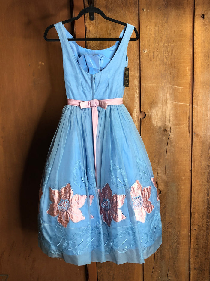 50s Blue Cotillion Formals Cupcake Dress     W24