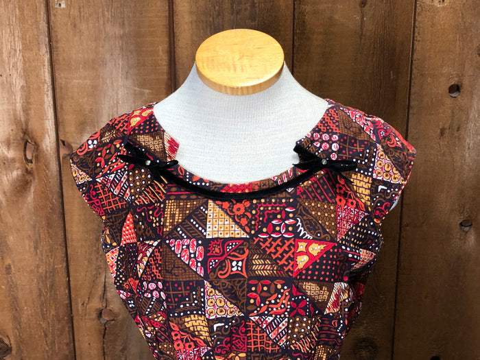 50s Korell Brwn/Orng Fit & Flare Dress    W30"