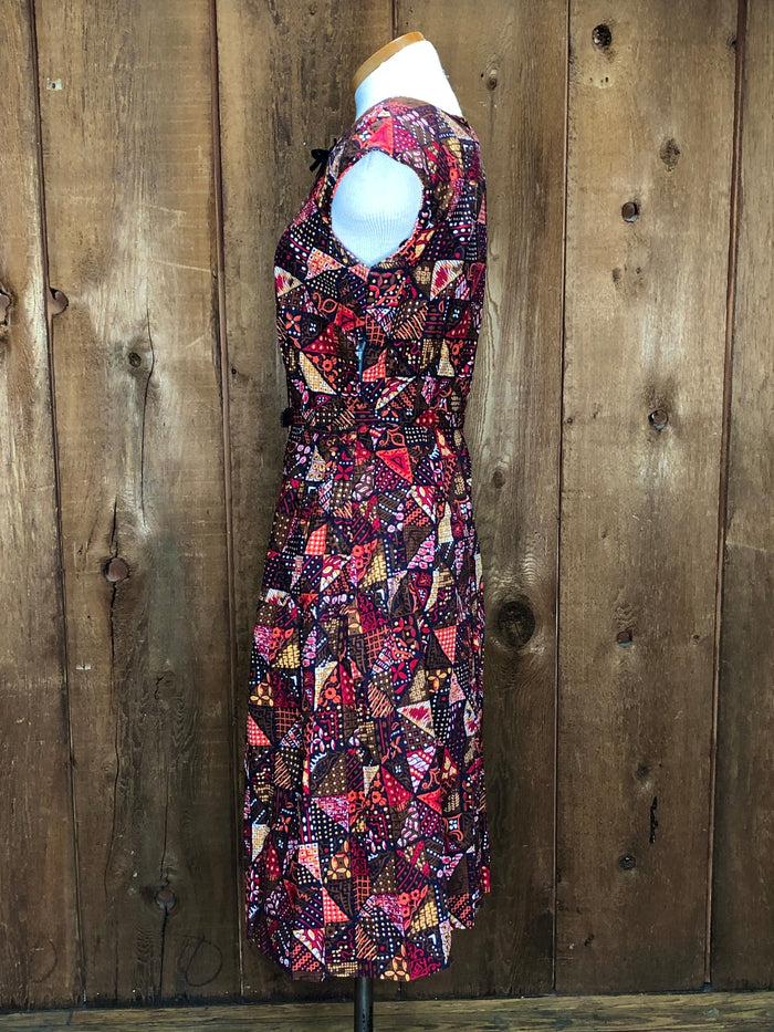 50s Korell Brwn/Orng Fit & Flare Dress    W30"