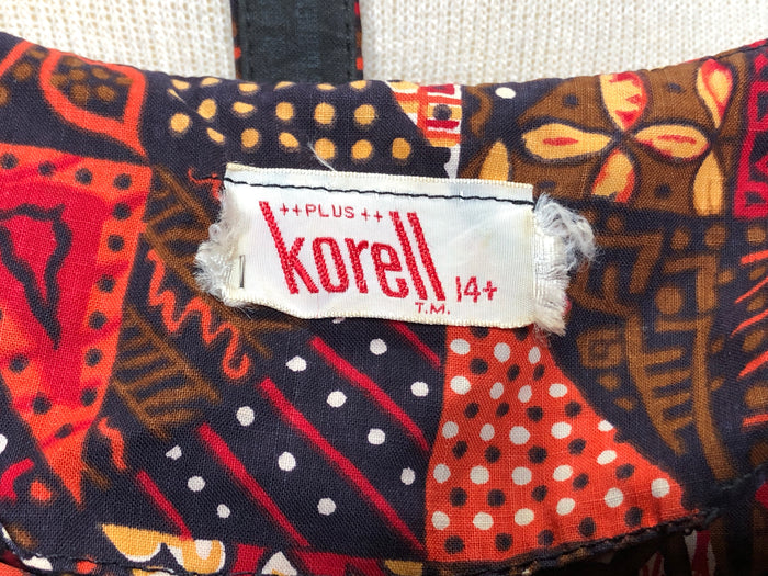 50s Korell Brwn/Orng Fit & Flare Dress    W30"