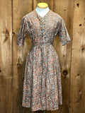 50s Orng Medallions Cotton Dress    W27"