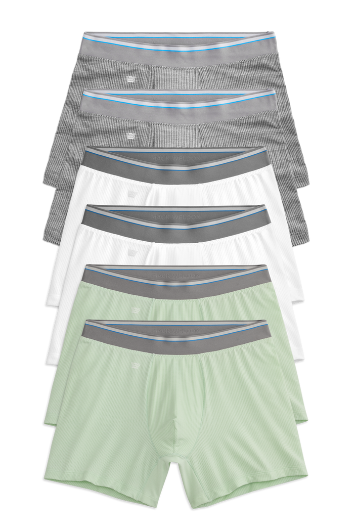 Front view of 6 pack Airknitx Boxer Brief in Morning Mist