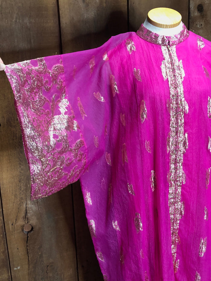 60s Pink & Gold Metallic Kaftan     M