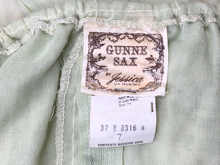 70s Gunne Sax Sage & Lace Maxi Dress    W26