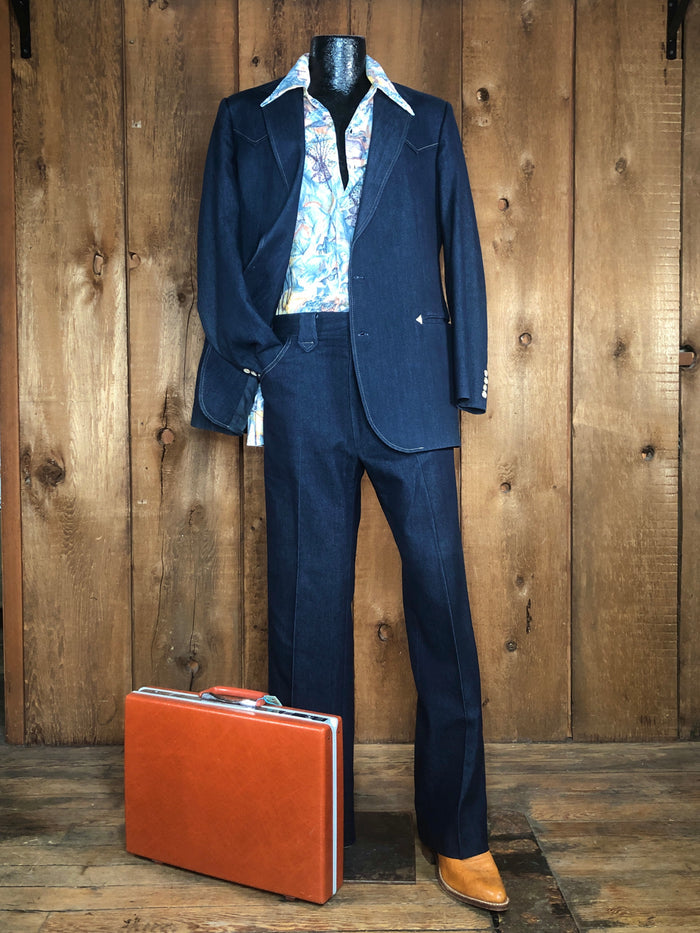 70s Haggar Denim Leisure Suit      w36x32