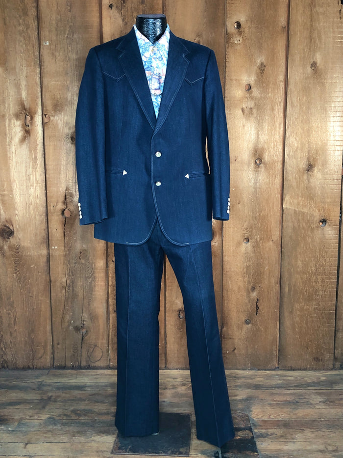 70s Haggar Denim Leisure Suit      w36x32