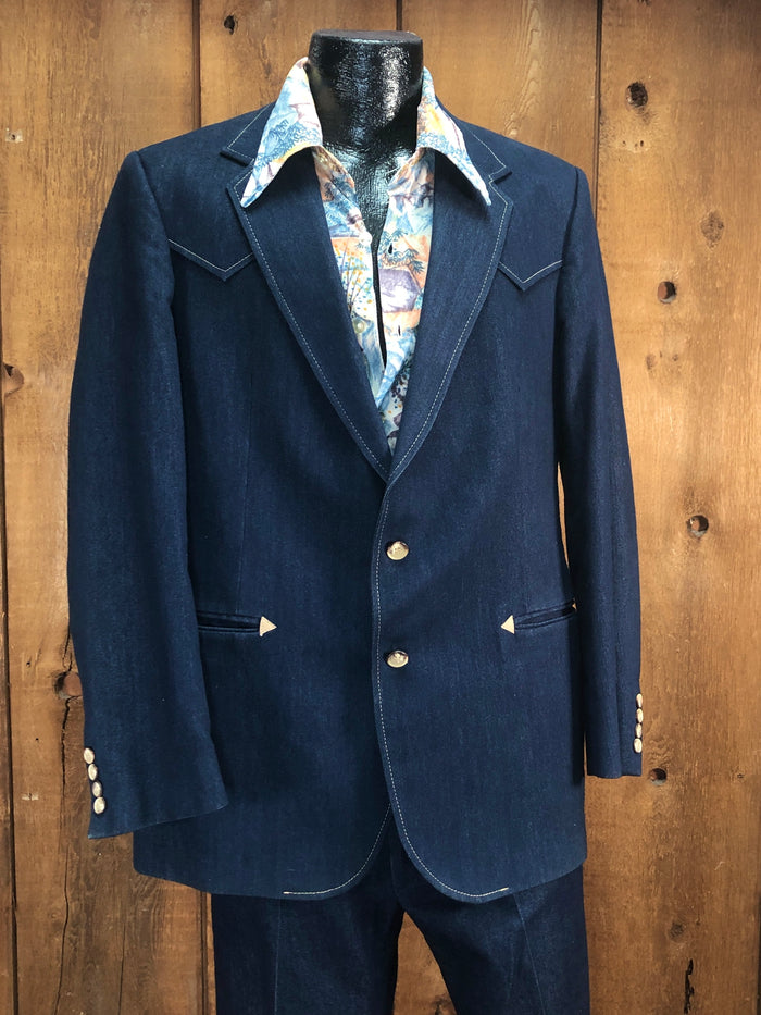 70s Haggar Denim Leisure Suit      w36x32