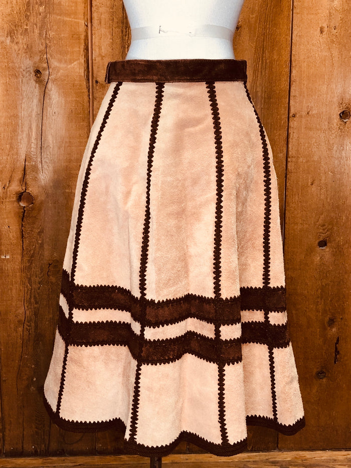 70s JCP Suede Western Skirt   W28