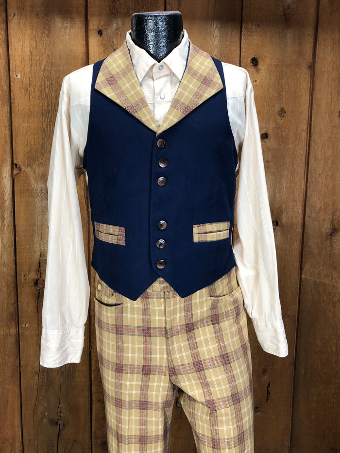70s Jules De Bergerac Plaid 3pc Suit       35x31