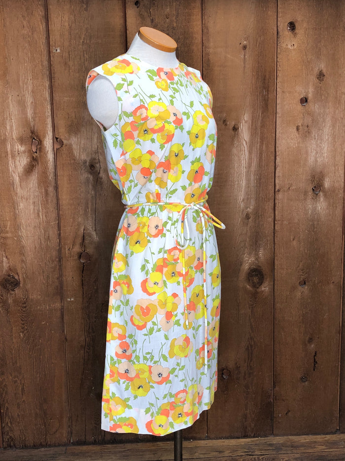 70s Lord Taylor Pansies Dress   W28"