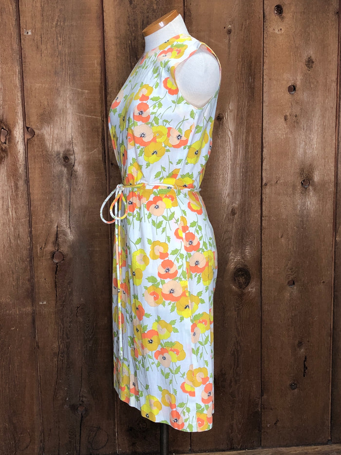 70s Lord Taylor Pansies Dress   W28"