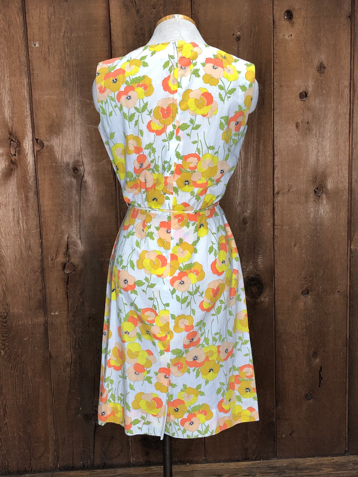 70s Lord Taylor Pansies Dress   W28"