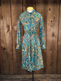70s Muted Paisley Shirt Dress    W29