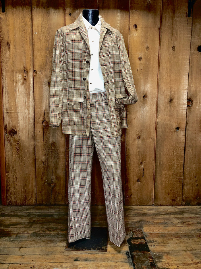 70s Pendleton Brwn Plaid Suit    W35