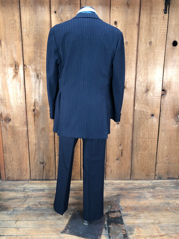 80s Stephen Lo Navy Pinstripe Suit     W33
