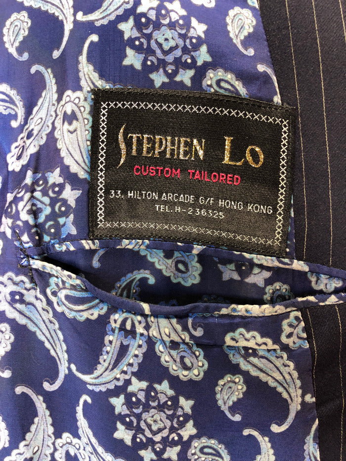 80s Stephen Lo Navy Pinstripe Suit     W33