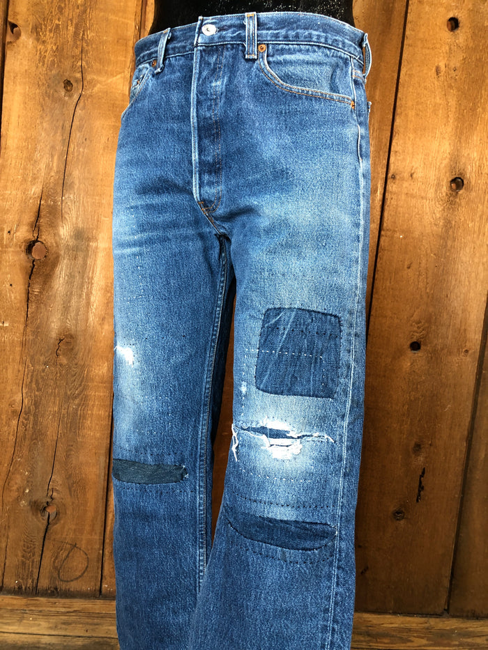 90s Levis 501  Dark  Boro Sashiko Jeans  32x31