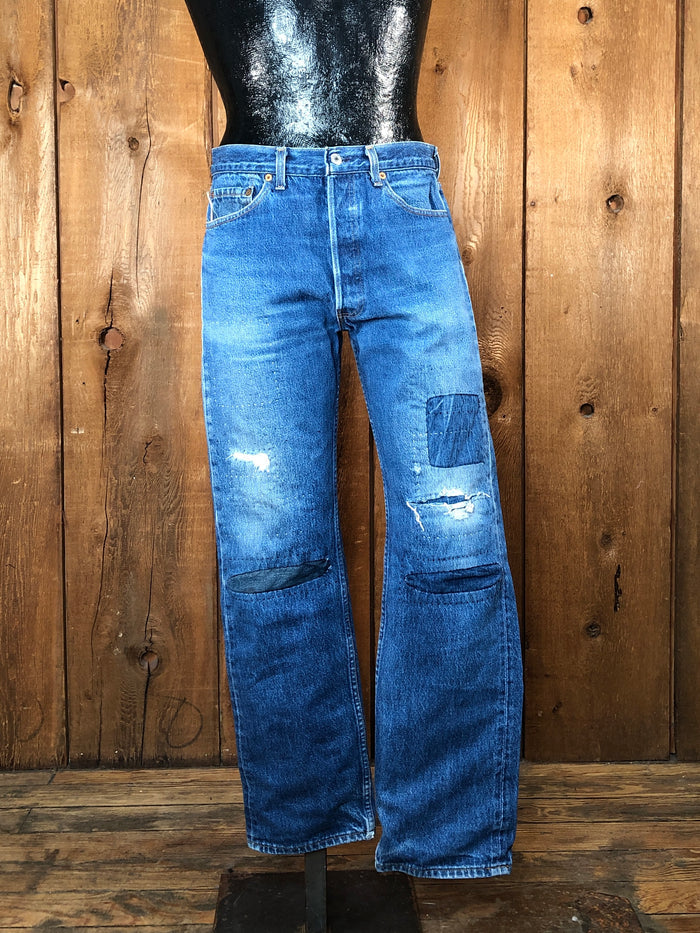 90s Levis 501  Dark  Boro Sashiko Jeans  32x31