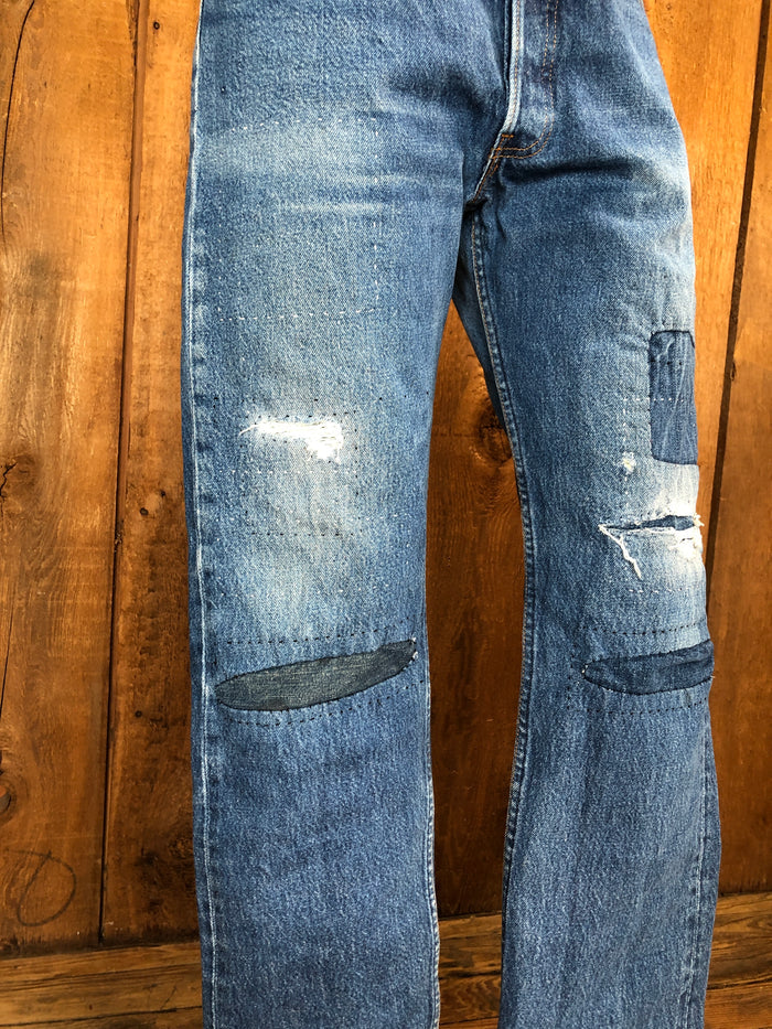 90s Levis 501  Dark  Boro Sashiko Jeans  32x31