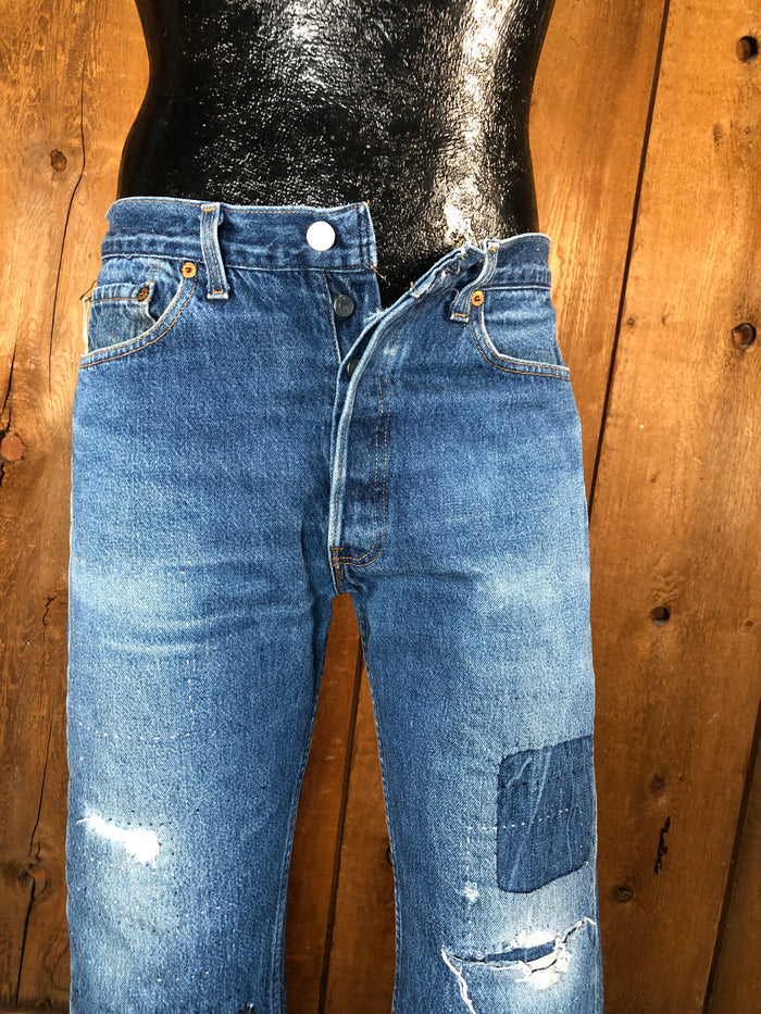 90s Levis 501  Dark  Boro Sashiko Jeans  32x31