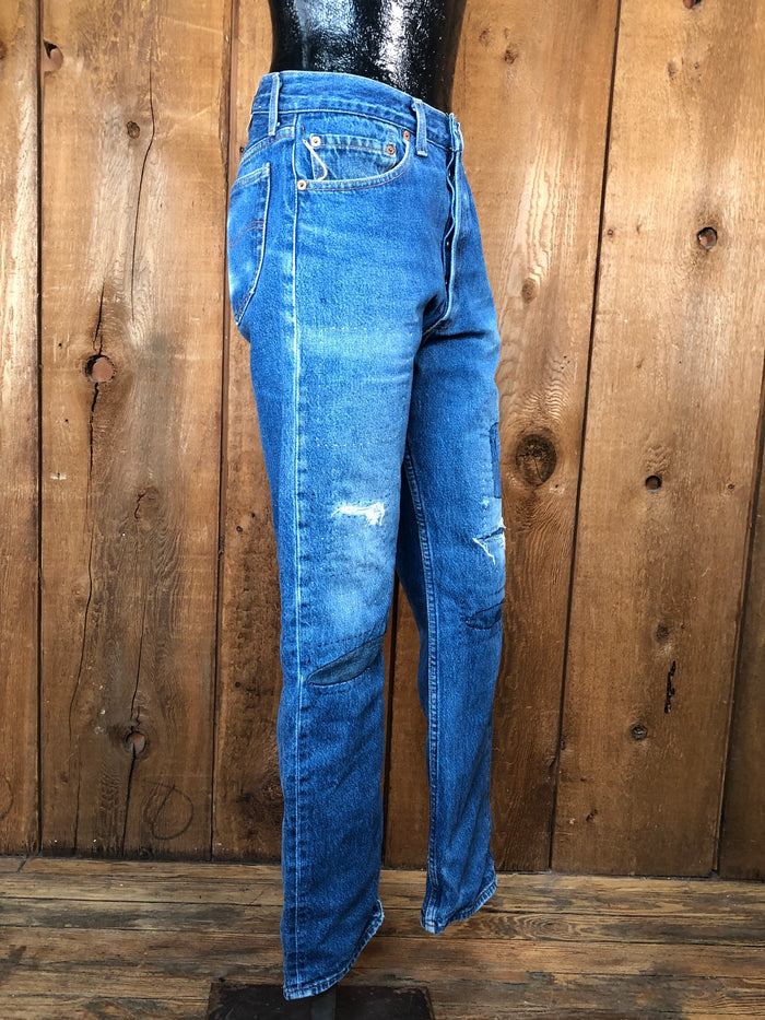 90s Levis 501  Dark  Boro Sashiko Jeans  32x31