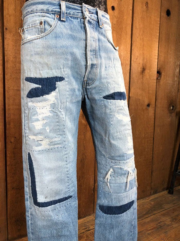 94 Levi 501 Boro Sashiko Jeans   33x30