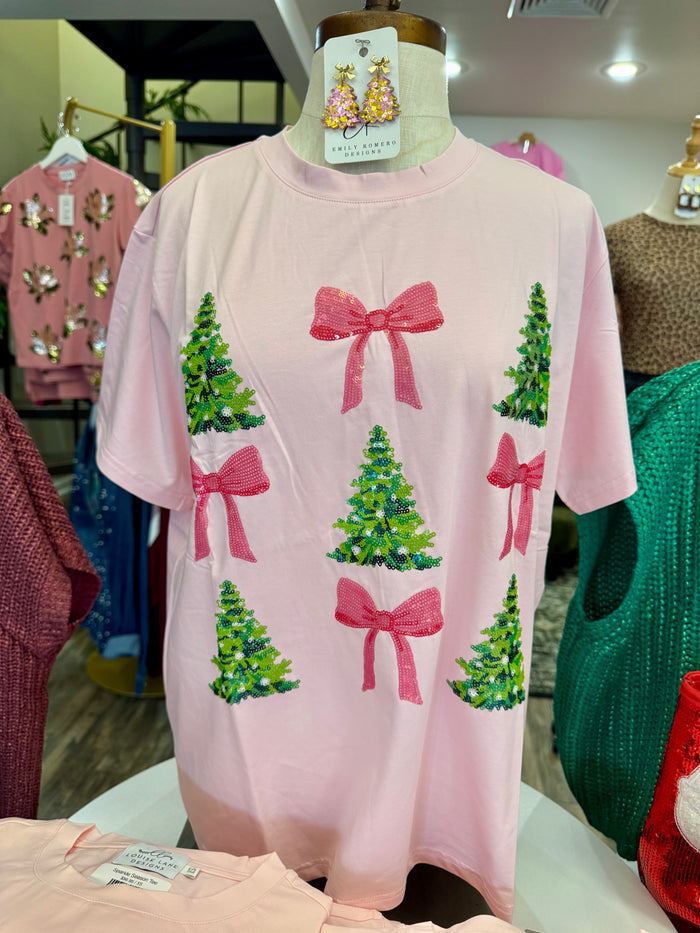 Christmas Bow Sequin Tee