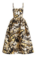 Oscar de la Renta abstract butterfly faille dress with bustier bodice