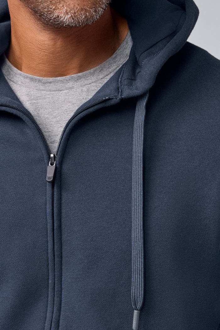 Detailed hoodie of ACE Full-Zip Hooded Sweatshirt in Total Eclipse Blue