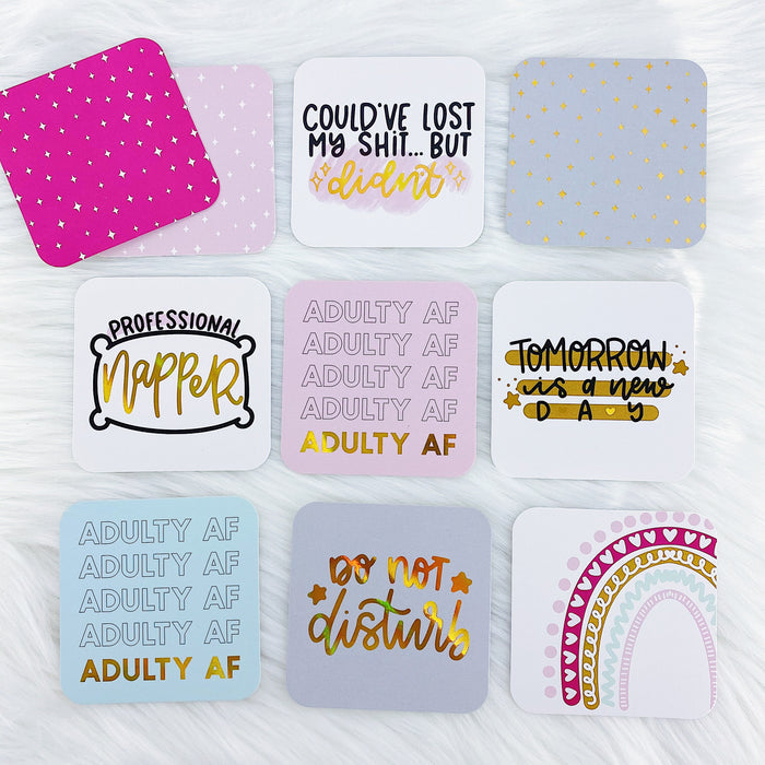 Adulty AF 3"x3" Deco Card Pack | Gold Holo Foiled