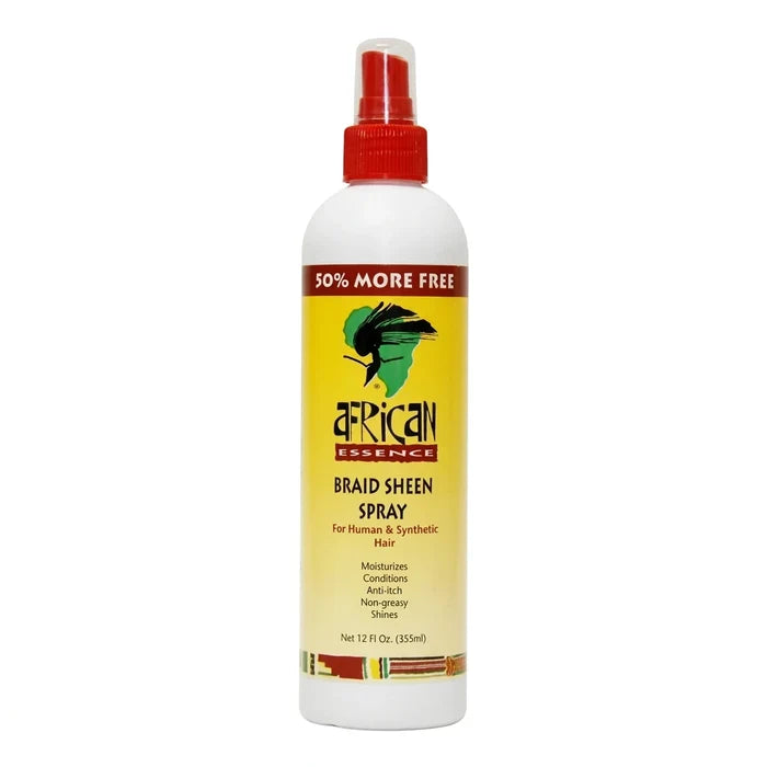 African Essence Braid Sheen Spray bottle on a white background